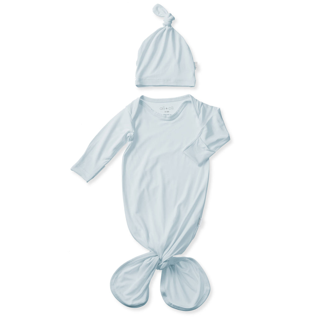 Bamboo Knotted Baby Gown & Beanie Blush