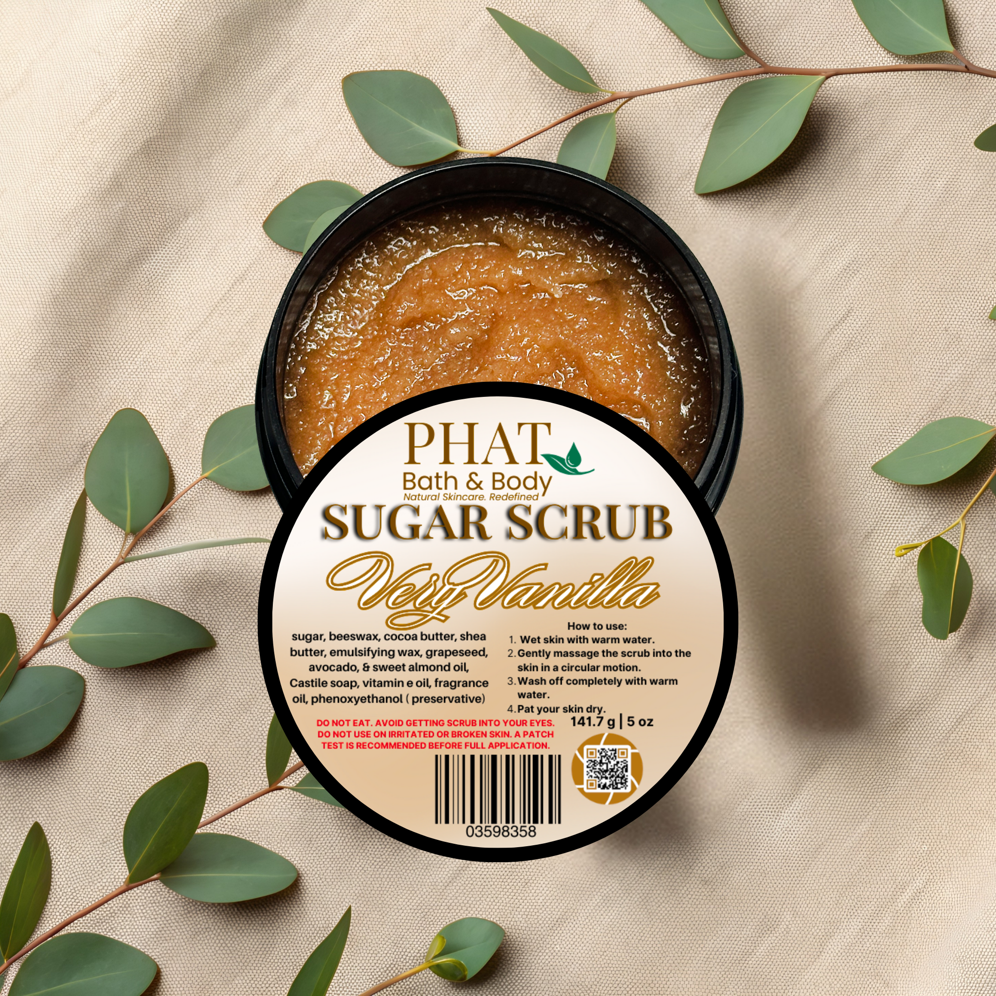 Very Vanilla Whipped Sugar Scrub with Shea & Cocoa Butter Vitamin E | 5 oz