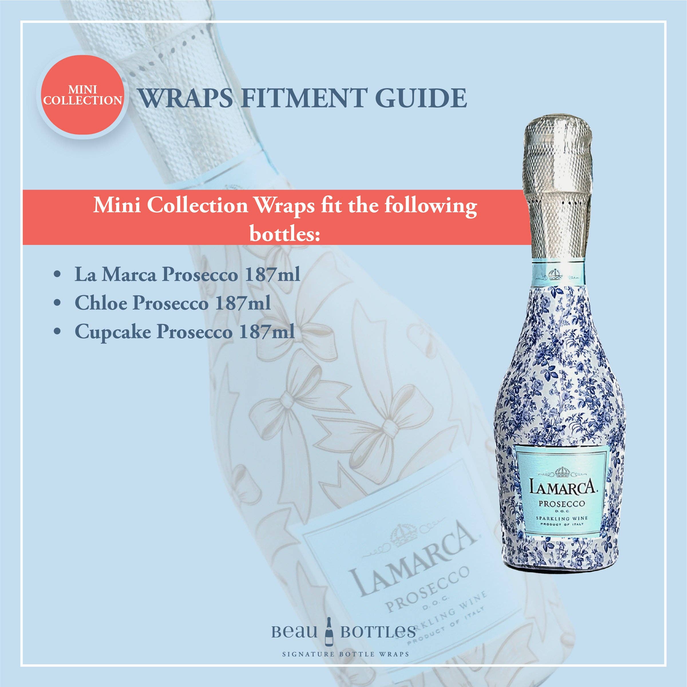 Bottle Wrap Pink Floral - MINI Prosecco Collection (6 labels included)