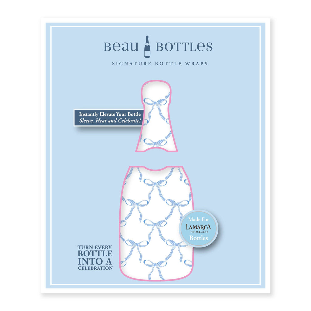 Bottle Wrap Blue Bows - Prosecco Collection