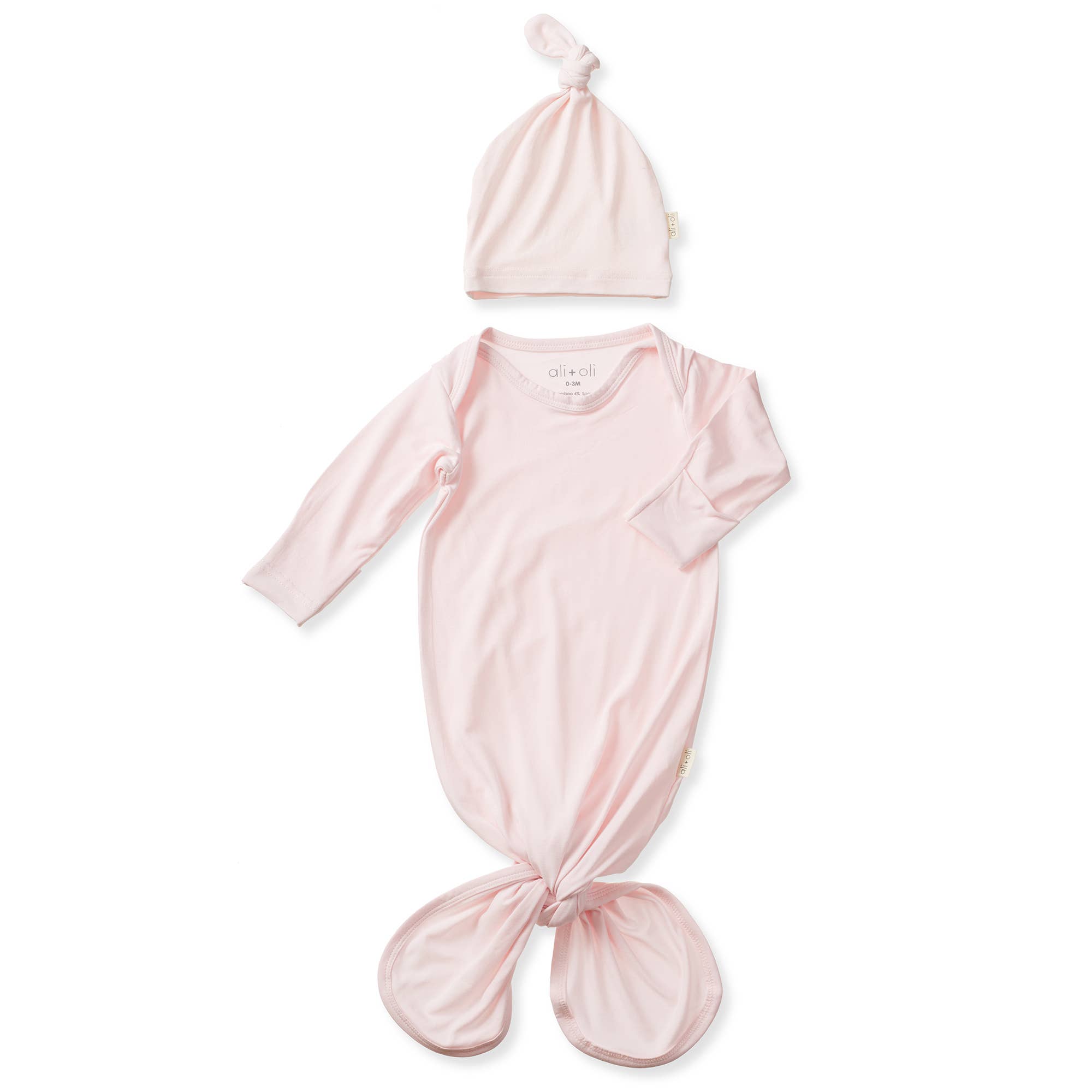Bamboo Knotted Baby Gown & Beanie Blue