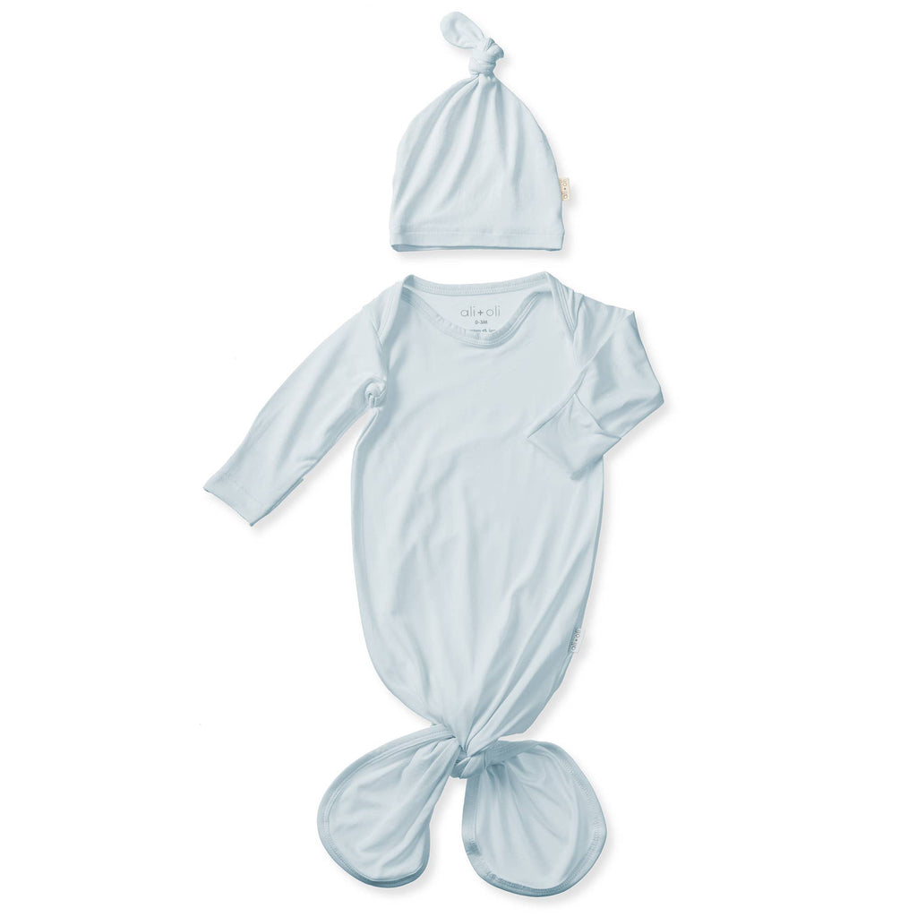 Bamboo Knotted Baby Gown & Beanie Blush