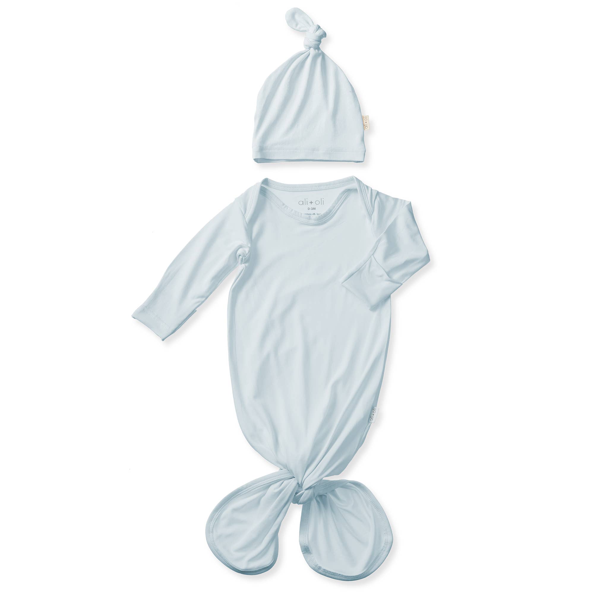 Bamboo Knotted Baby Gown & Beanie Blush