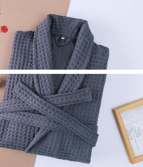 Unisex Thick Long Robe - Cotton Double Waffle