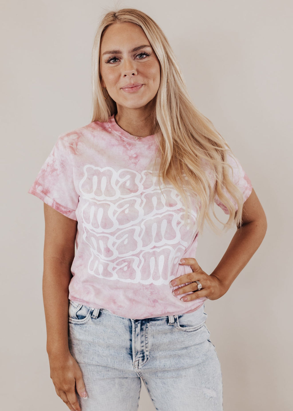 Curvy MAMA Tee *Pink Tie Dye (S-3X)