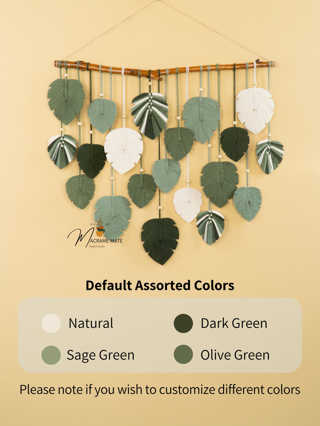 Elodie Monstera Mixed Macrame Leaves Wall Hanging