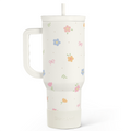 Floral 40oz Slider Tumbler with Handle and Straw - Insulated Stainless Steel Travel Coffee Mug for Women Girls, Gift for Birthday Christmas