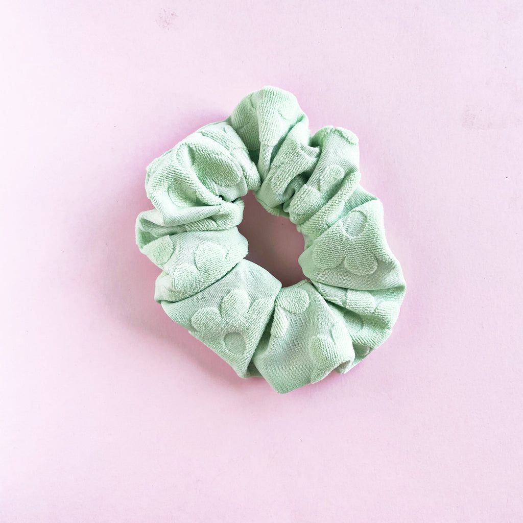 Floral Terry Cloth Knit Scrunchies