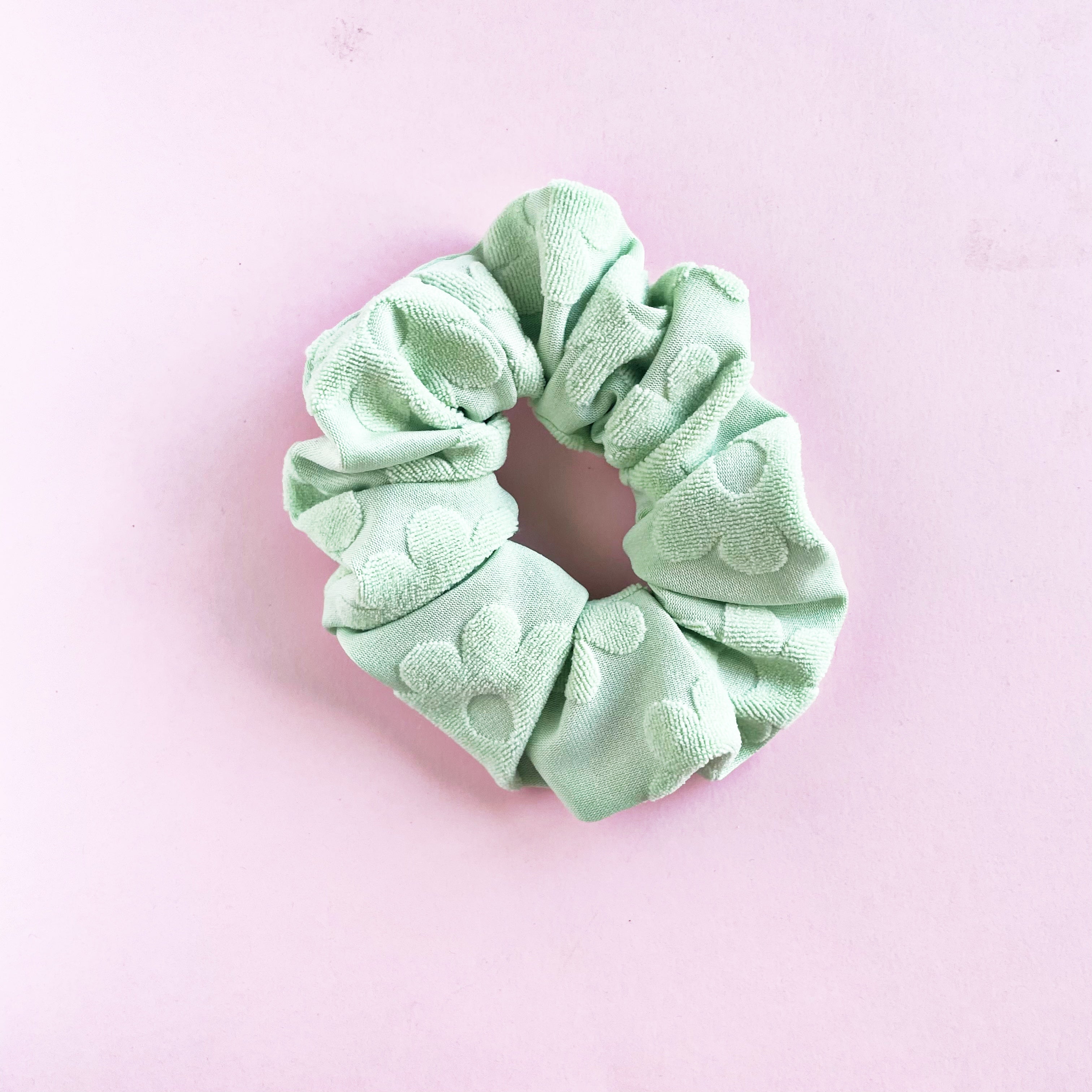 Floral Terry Cloth Knit Scrunchies