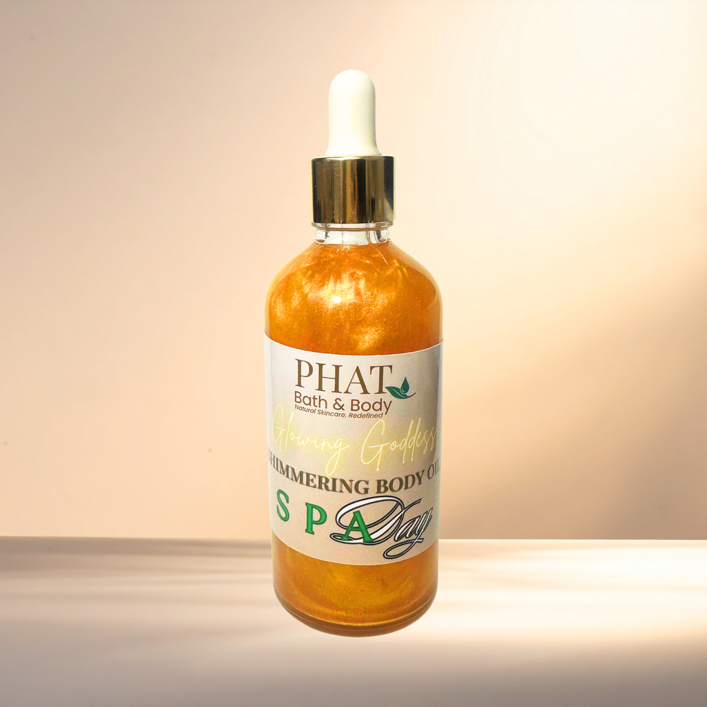 Spa Day Glowing Goddess Natural Shimmer Body Oil Golden Glow Mint & Eucalyptus | 3.2 oz