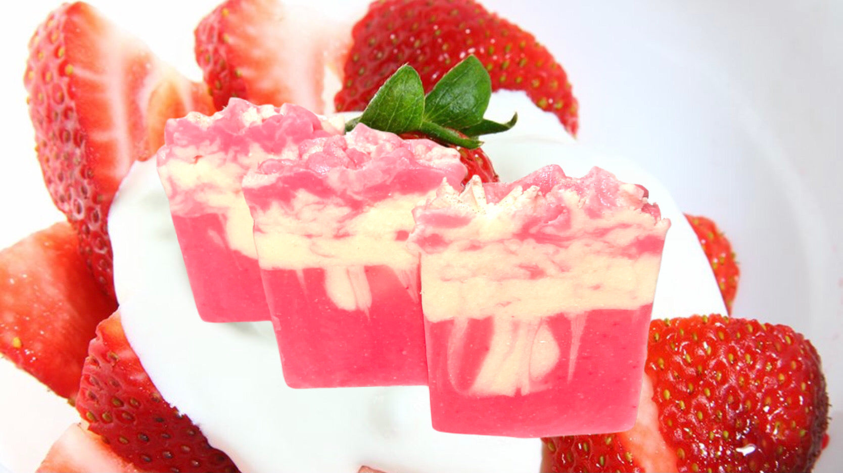 Strawberries & Cream Handmade Natural Bar Soap Coconut & Olive Oil Soap