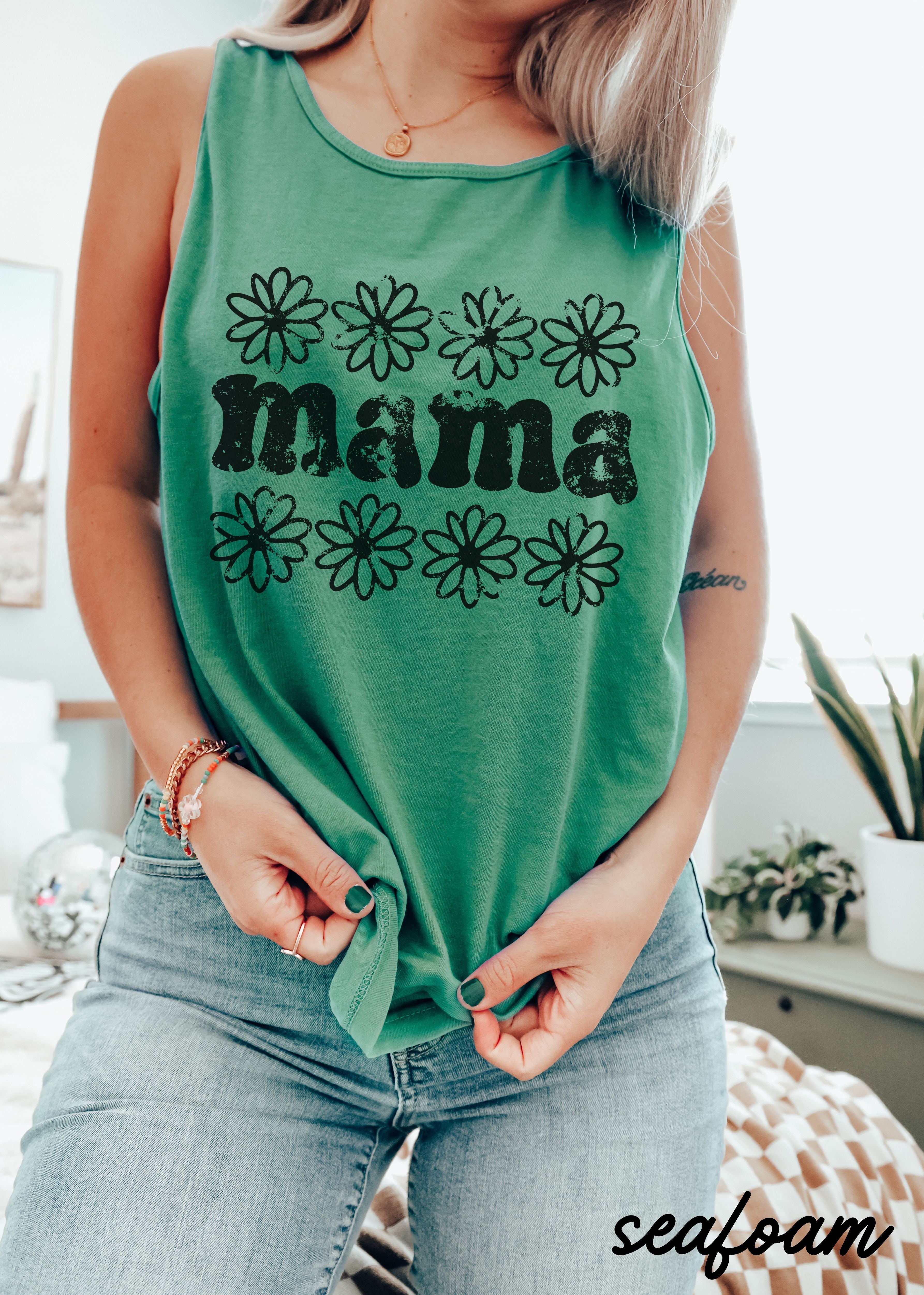 PRE-ORDER: Mama Daisy Floral Tank *7 Colors (S-3X)