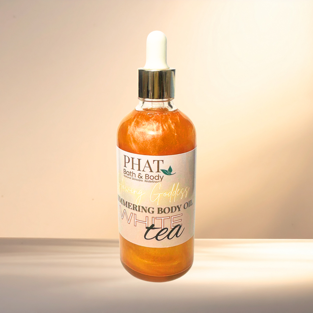 White Tea Glowing Goddess Natural Shimmer Body Oil Golden Glow | 3.2 oz
