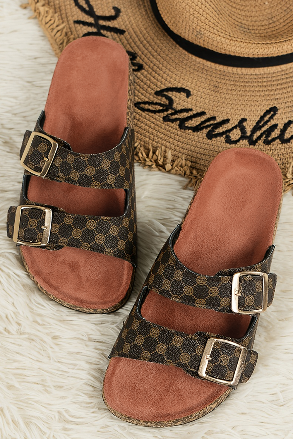 Cut Out Buckle PU Leather Sandals