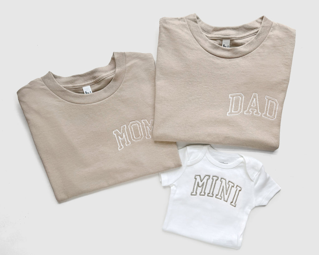 Mom, Dad and Mini Embroidered Family Shirts