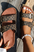 Cut Out Buckle PU Leather Sandals