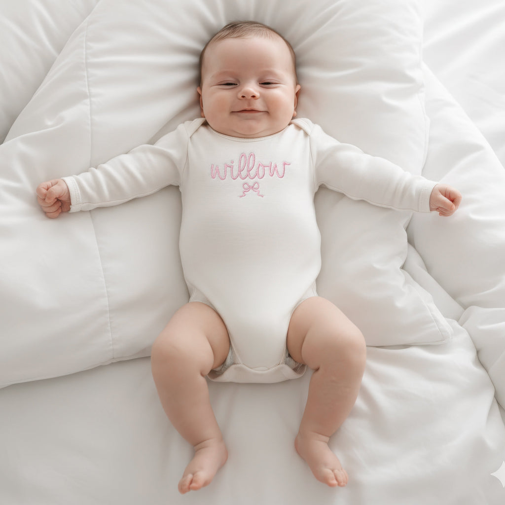 Personalized Name Bow Sweatshirts & Baby Outfits
