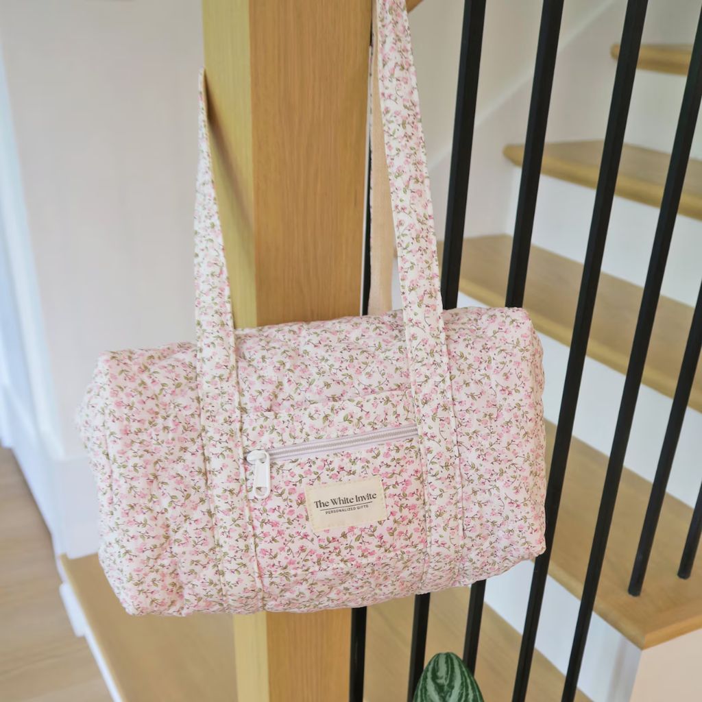 Quilted Blush Blossoms Tote Bag